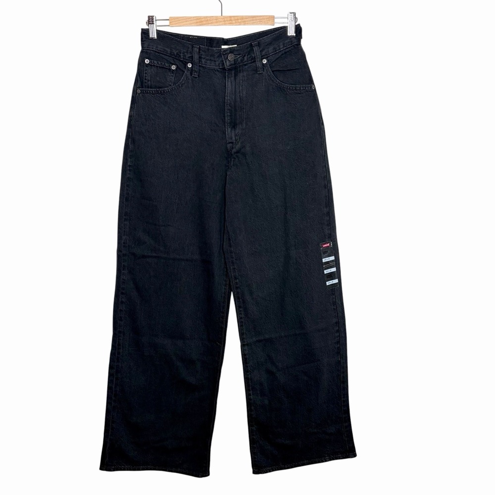 Levis Cinch Baggy Jeans Black Womens Size 29 Wide Leg High Rise Skater 90s